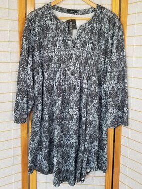Reborn Boho Tunic Top Green Gray Long Sleeves Size 3X NWT
